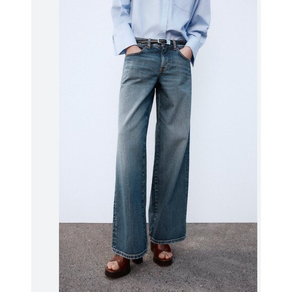 Zara Womens Jeans EU 40 US 8 Straight Leg Full Length Blue Denim 8228/030 NWT - Picture 1 of 11